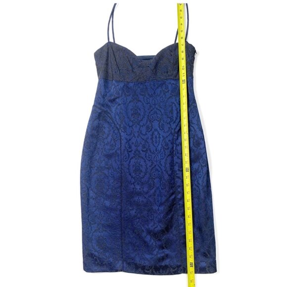 VTG Y2K Cynthia Cynthia Steffe Blue Damask Sweetheart Neck Romantic Dress Size 6 - Picture 12 of 16